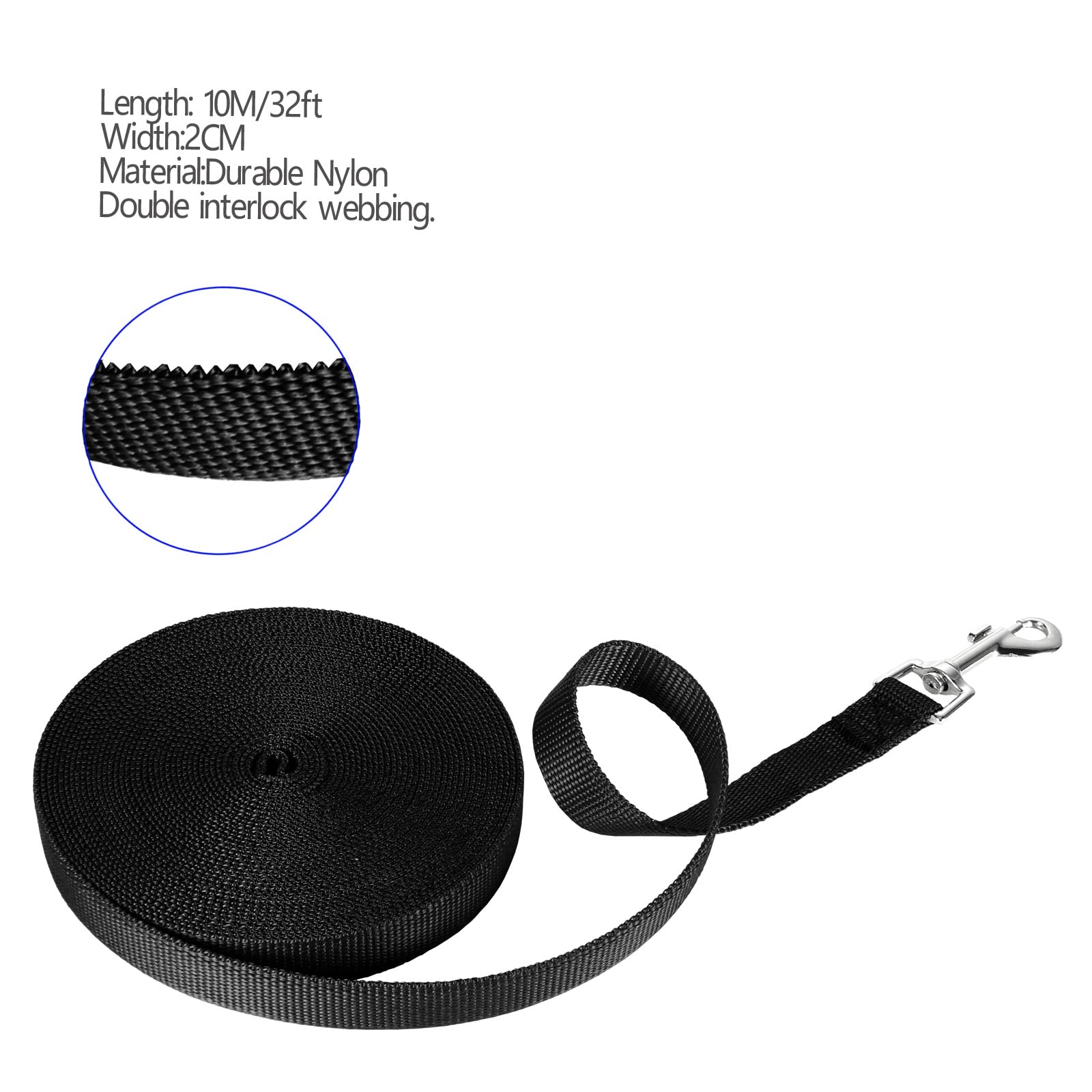 Longe pour Chien 5m/10m/15m,Laisse de Dressage Longue pour Chien Chiens de Petites à Grandes Taille/Noir