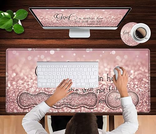 Miniatura 4 de Alfombrilla grande para mouse, alfombrilla de escritorio, teclado + reposamuñecas ergonómico para teclado, protector extendido para laptop,