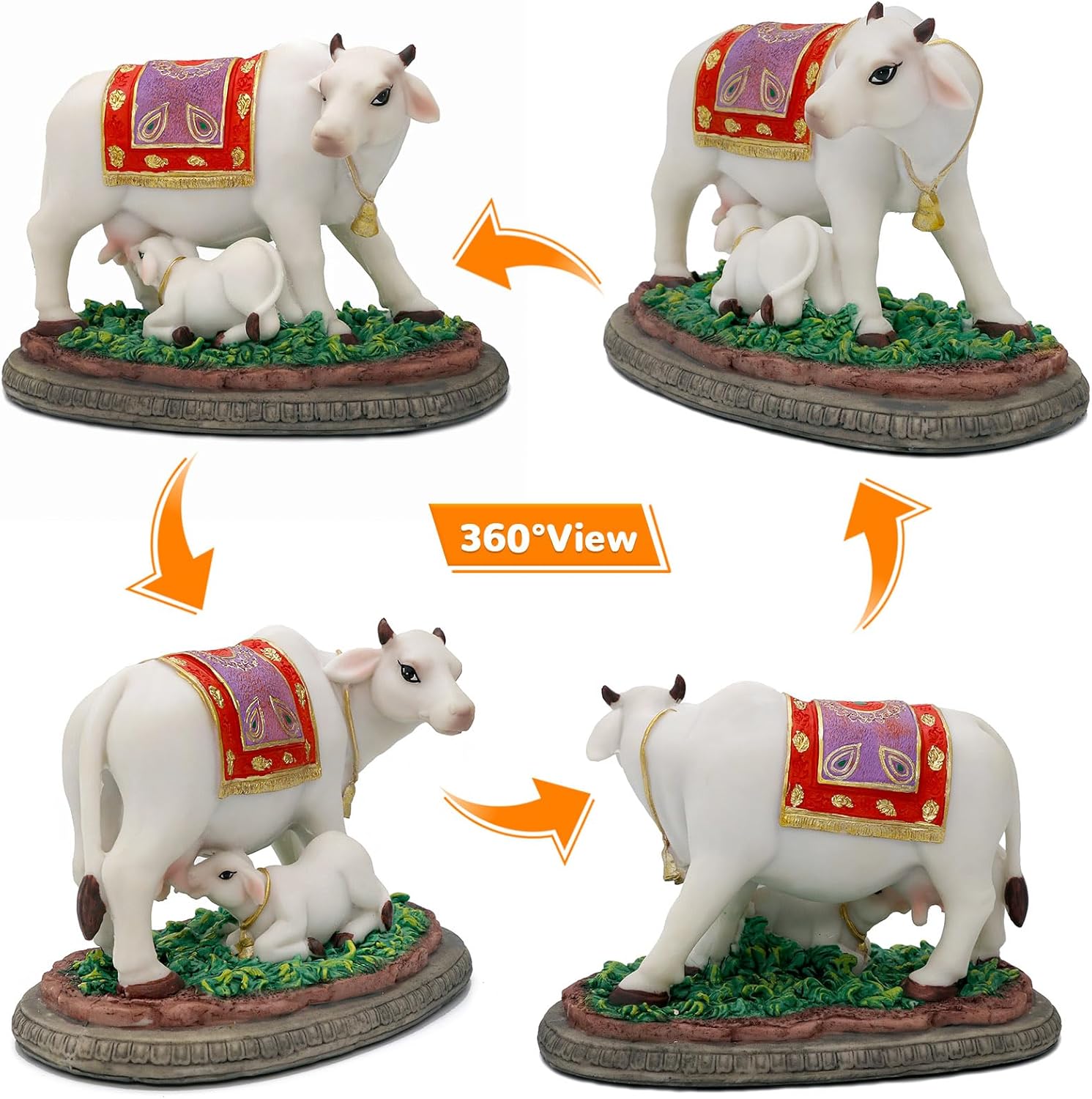 インド神牛ナンディ像 - 高さ4.5インチ ポリストーン インディアン