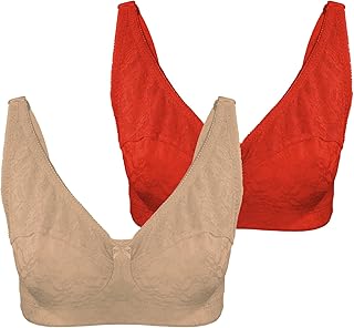 طقم حمالة صدر مزينة بالدانتيل بقالب D للنساء من لاسو، قطعتان