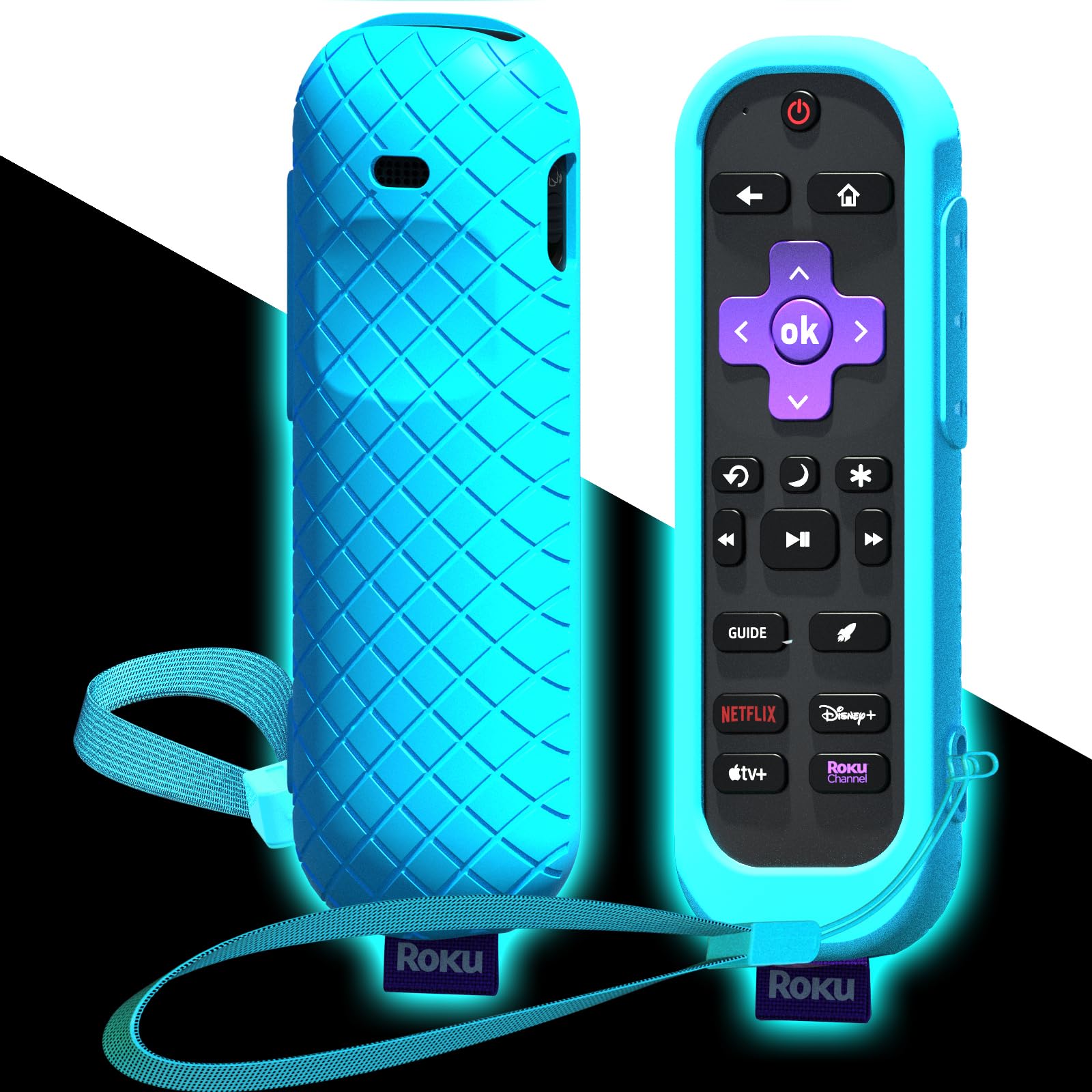 Cover for Roku Voice Remote Pro (2nd Edition), Case Compatible with Hisense TV Controller, Silicone Sleeve for TCL Smart TV Control Holder Glow in The