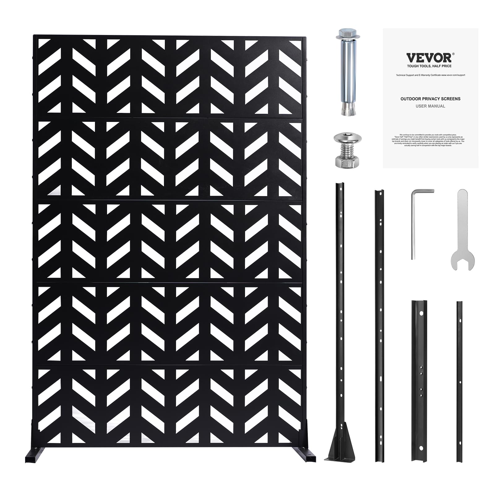 VEVOR Brise-Vue Métal, 120x183 cm, Panneau Intimité Autoportant avec Support, Écran de Confidentialité Décoratif, Paravent Séparateur Extérieur pour Patio, Balcon, Terrasse, Salle Intérieure, Jardin