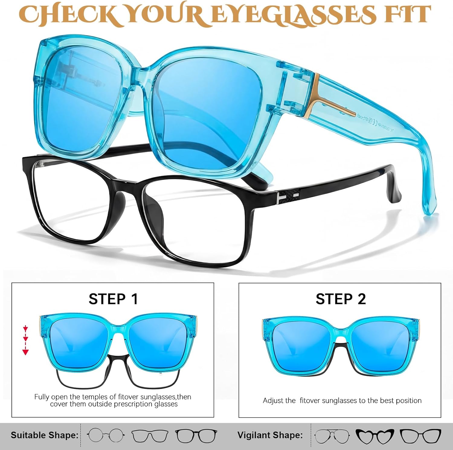 Chicid Oversized Mirrored Fit Over Sunglasses for Men Women, Polarized Square Sun Glasses with UV Protection