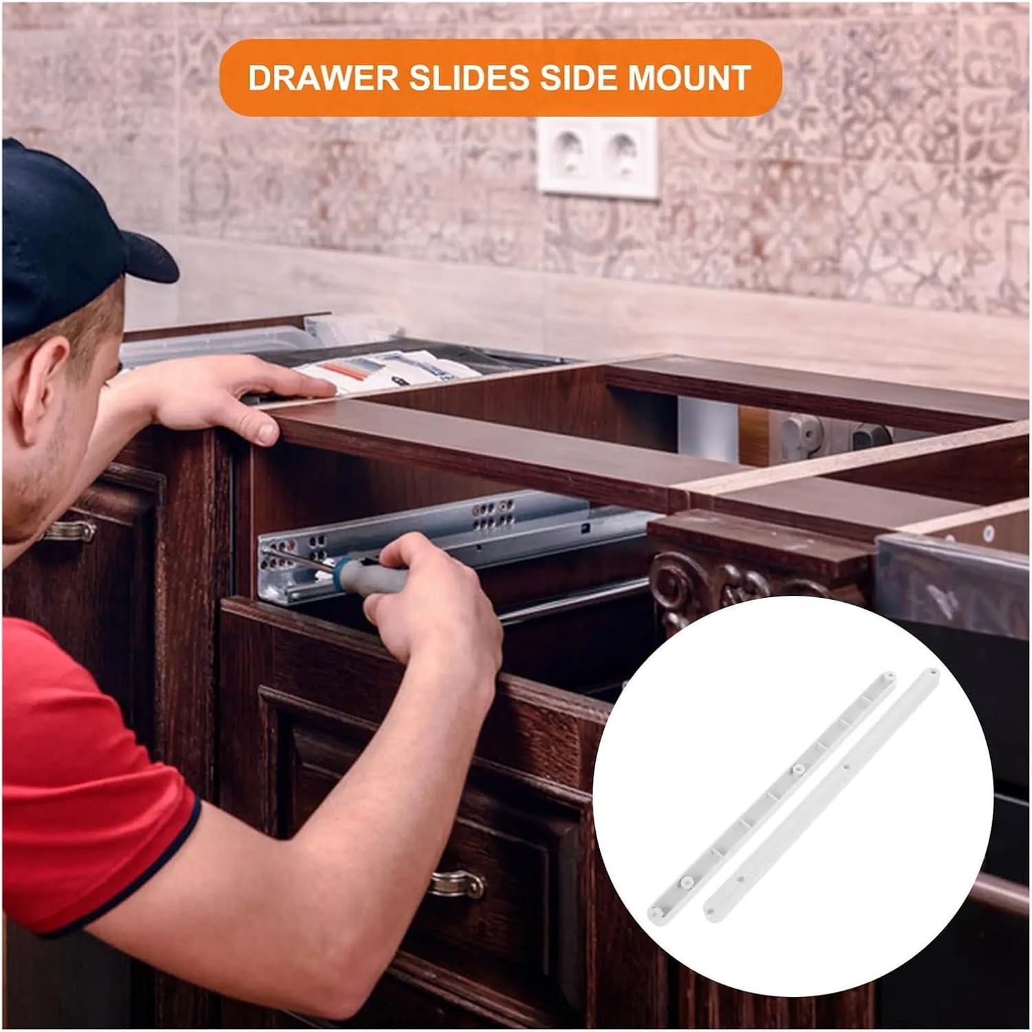Full Extension Drawer Slides 2pcs Plastic Drawer Slides for Kitchen Dresser Guide Replacement Part