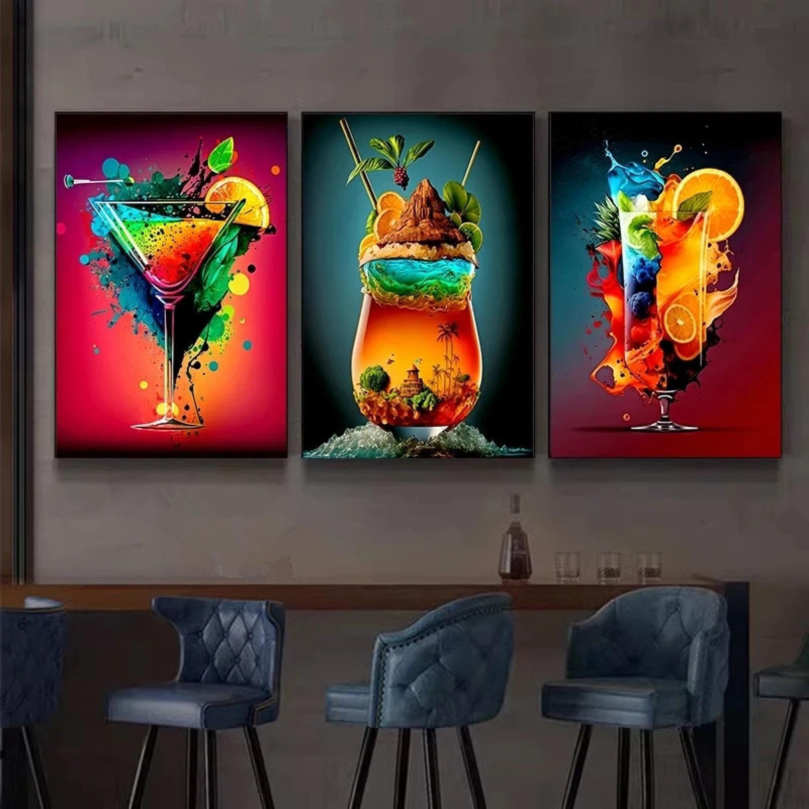 Peinture de paysage de tasse et verre de vin pour affiche murale 60x90cm