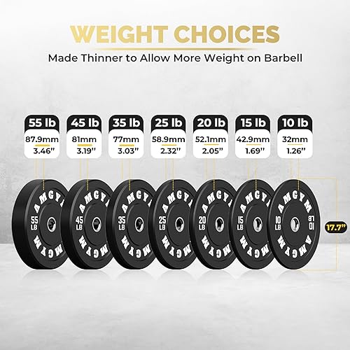 Miniatura 23 de 2 Inch Bumper Plates，10-500lbs，Barbell Rubber Olympic Weight Plates Set for Home Gym, Strength Training & Weight Lifting, Multiple Options