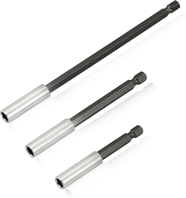 SYCEES 3 pcs Drill bit set, drill bit hole cutter (magnetic drill bit holder), Drill Bit Extension Holder 1/4 Hex Drill Bit Length 75/100 / 150mm for Screws, Nuts