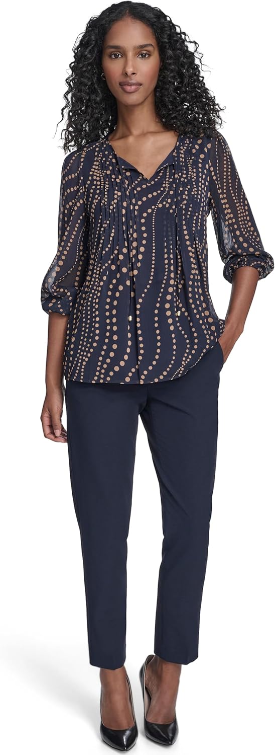 Tommy Hilfiger Womens Long Sleeve Pintuck Popover Work Blouse - Image 5