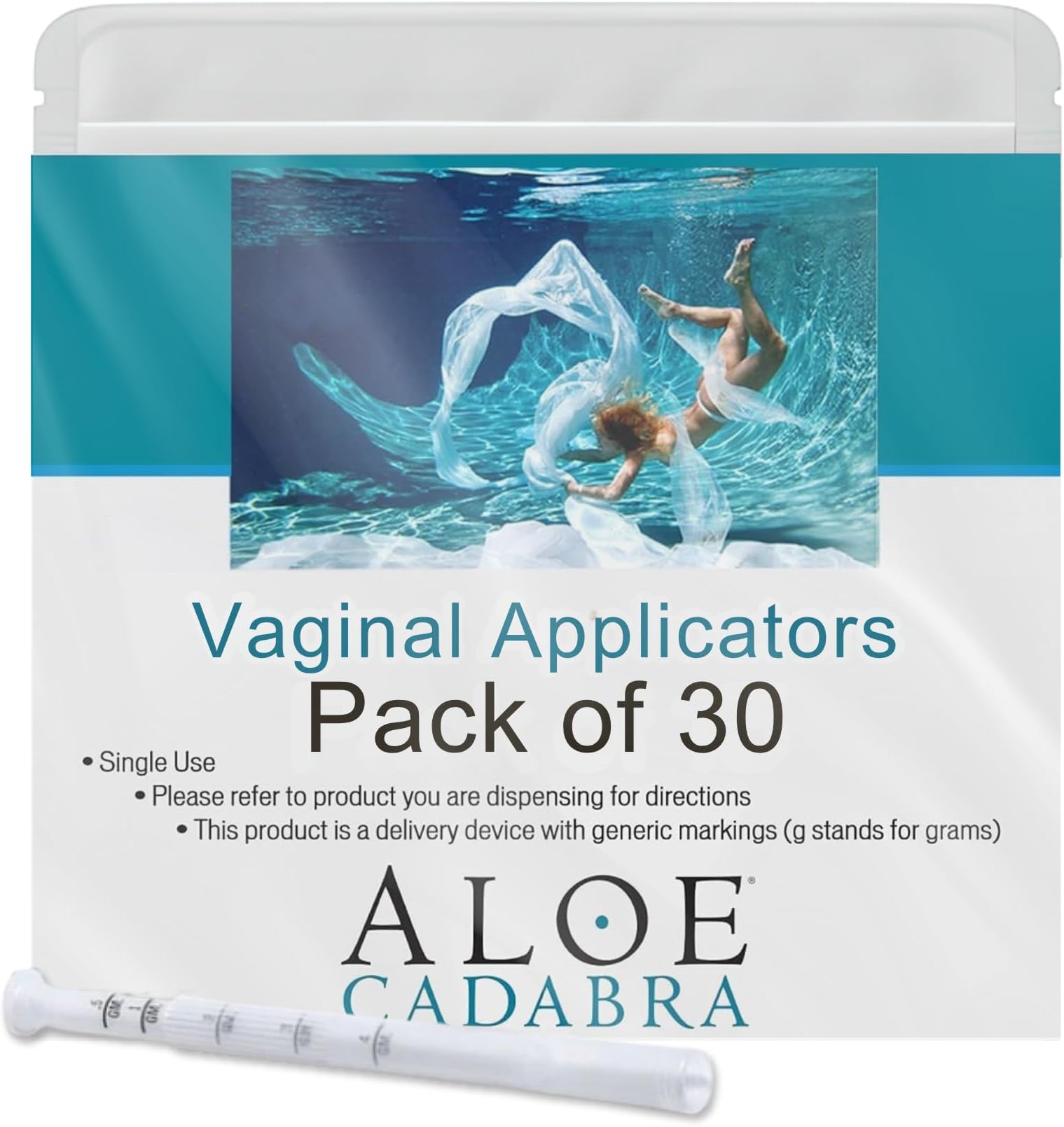 Aloe Cadabra Extra Disposable Vaginal Applicators, Individually Wrapped with Dosage Markings (30 Pack)