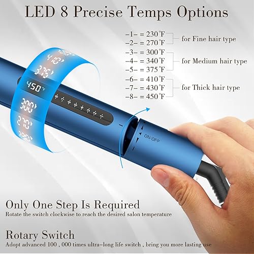 Miniatura 3 de Plancha plana profesional de titanio, alisador de pelo y rizador 2 en 1, alisado de iones negativos, paquete de viaje de doble voltaje, función