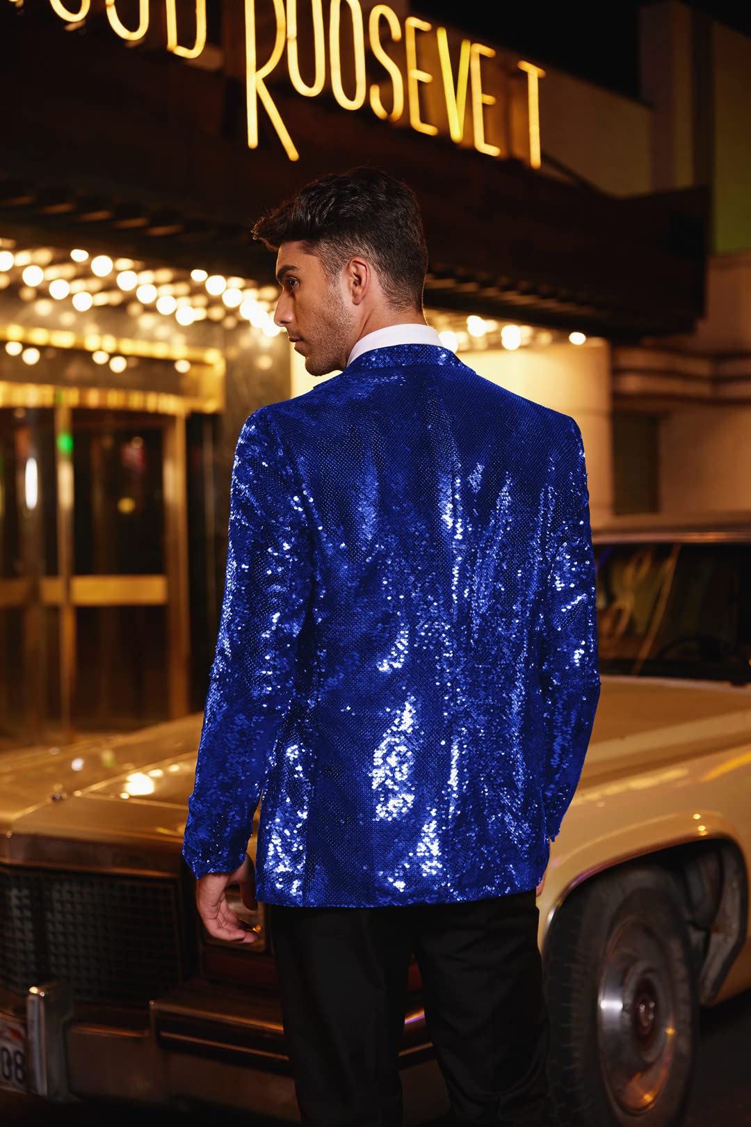 COOFANDY Giacca da uomo con paillettes lucide, per smoking, feste, cene, balli studenteschi