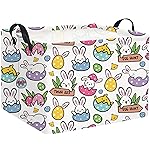 HIYAGON Rectangular Easter Gift Basket Kids Storage Organizer Bins Bedroom(Cartoon Easter Bunny)