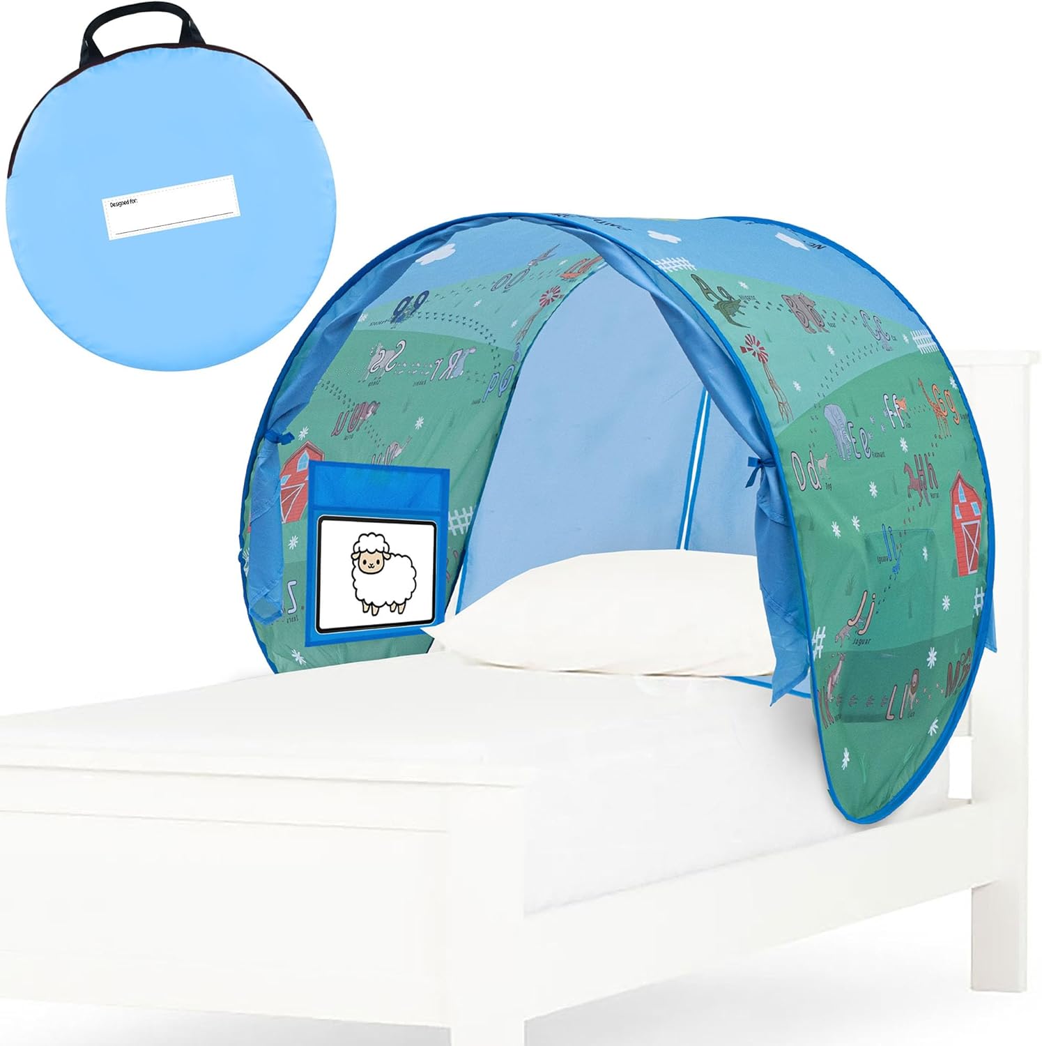Animal Adventure Bed Tent for Kids - Magical Dream Tents with Educational Bedroom Decor - Top Bunk Beds Canopy Privacy Pop Up Sleep Pod for Girls and Boys Indoor Fort - Twin Size Mattress