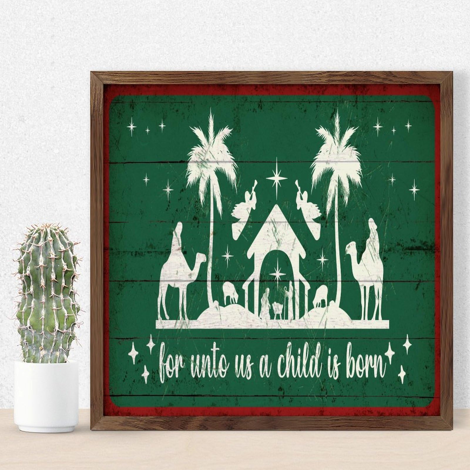 Décoration murale pour cabine et chalet plaque en bois Oh Holy Night ambiance Noël vintage