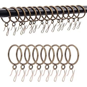 Curtain Rings with Hooks Metal Rings with Eyelets and Pleats Curtain Hooks Pack of 24 TXZWJZ