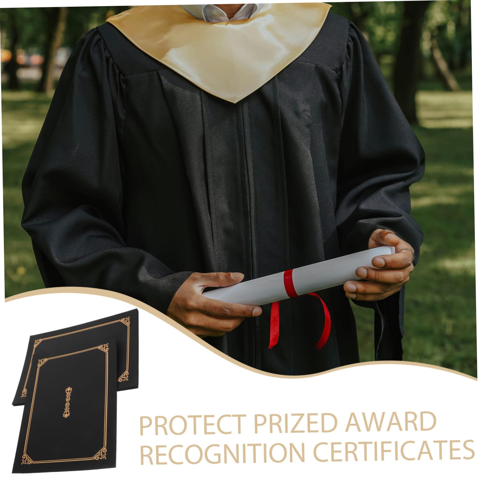 5Pièces Couvertures de Certificat Dorées Protège-diplômes Élégants pour Bureau et Housses de Documents avec Design Unique