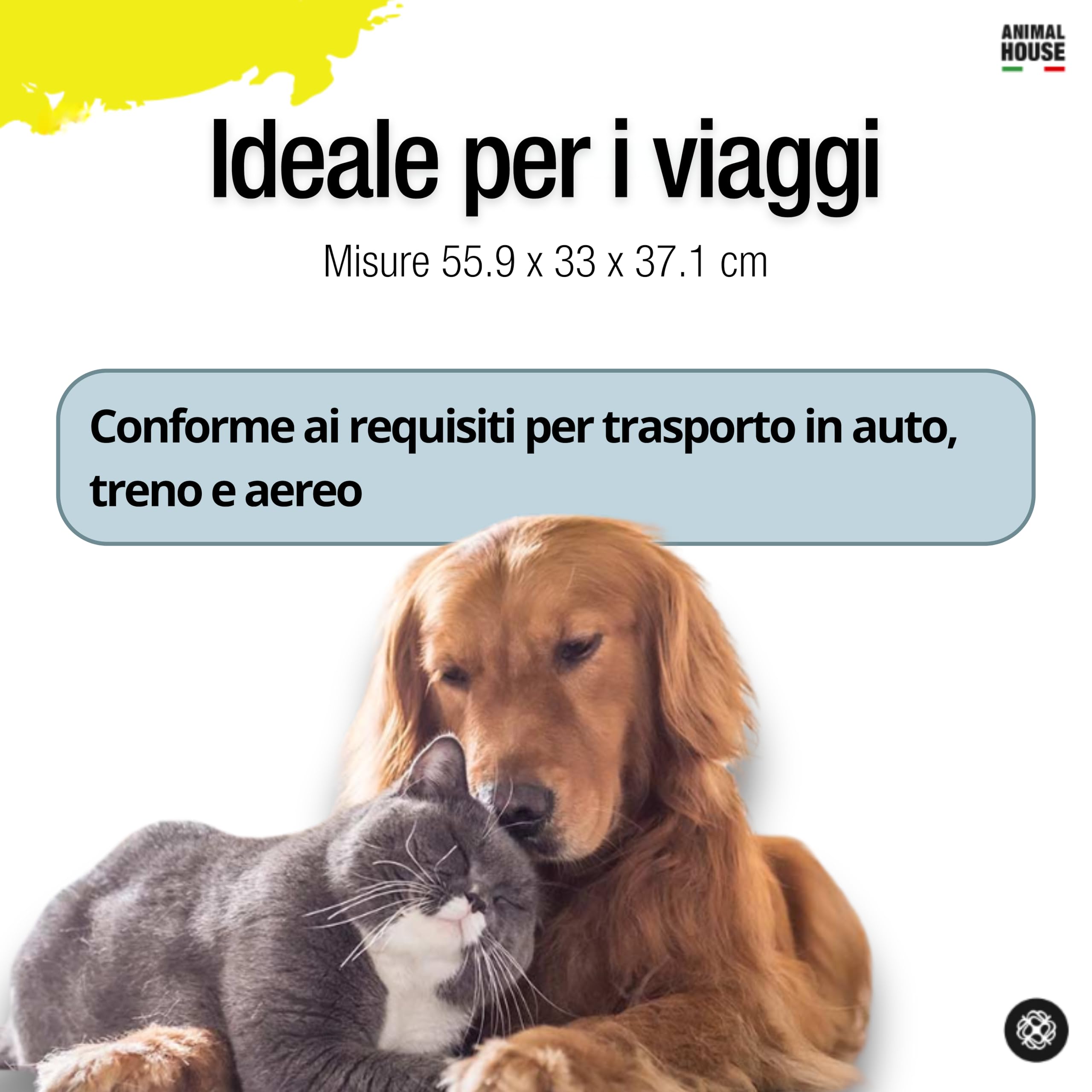 Animal House Trasportino Portatile per Animali Domestici, Ottimo per Viaggi, Facile da Ripiegare, Supporta Fino a 11 kg 55.9 x 33.0 x 37.1 cm