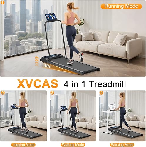 Miniatura 2 de Walking Treadmill Pad with Handle Bar, Silent and Foldable Fitness Equipment, Treadmill with 4-in-1 Modes, Easy Assembly, Portable Home Gym Equipment