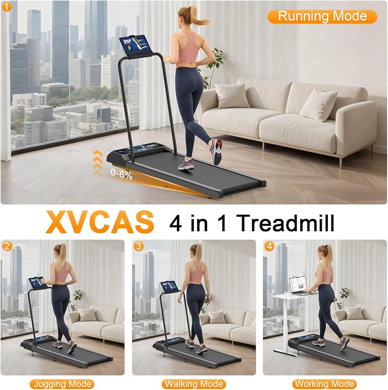 Running Machine Treadmill with Incline and Handle Bar,Treadmill with 4-in-1 Modes,270 lbs Capacity, Easy Assembly, Silent and Foldable Fitness Equipment (Moon) image 2