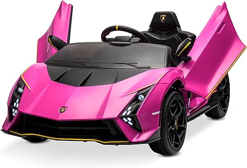 Kidzone Lamborghini Autentica de edición limitada de 12 V, vehículo eléctrico de juguete para niños y niños pequeños, automóvil deportivo a batería