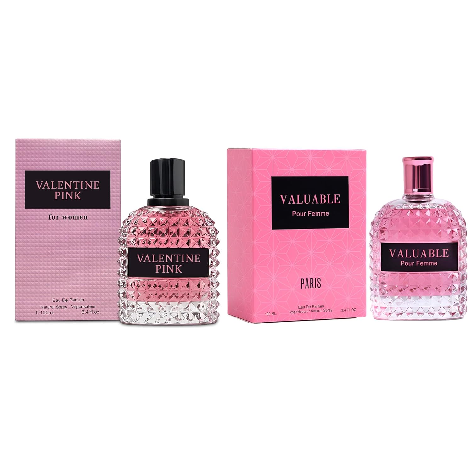 A CENTER 2PCS Perfume Set for Women - Floral Fragrance Gift Set with Vanilla,Sweet Fruity, Powdery, Woody&Musky | 3.4 Fl Oz Each Eau De Pafume(Valentine Milano,Valuable)