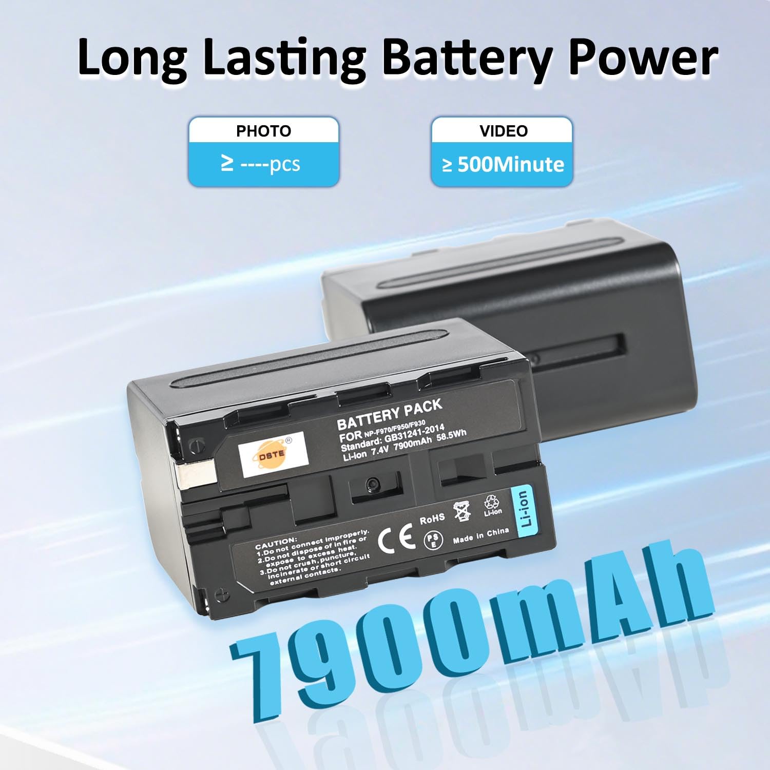 DSTE 2PCS NP-F970 NP-F950 NP-F930 Batteria e USB Caricabatterie Compatibile per Sony CCD-SC5, CCD-SC5/E, CCD-SC55E, CCD-SC55, CCD-SC6, CCD-SC65, CCD-SC7