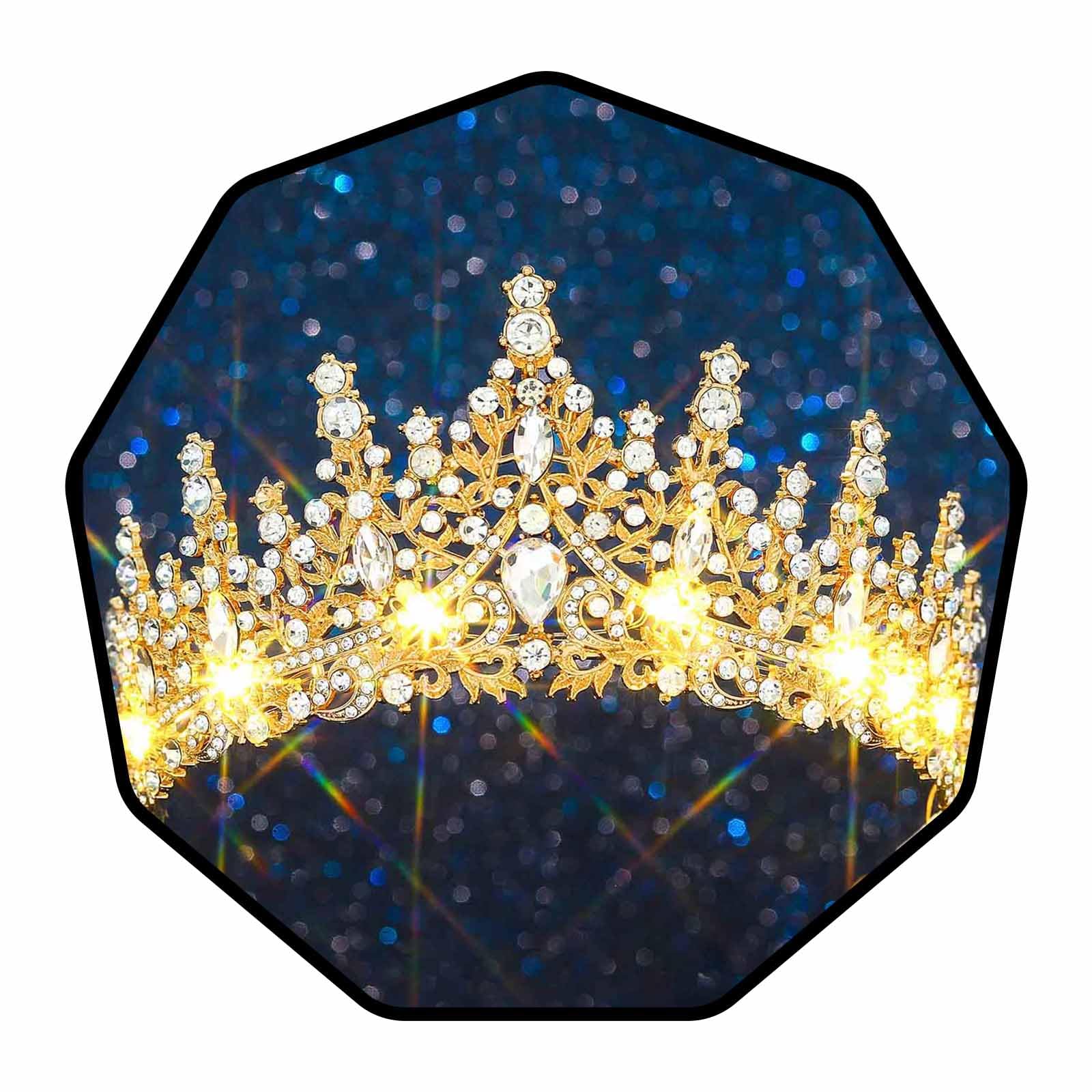Diadème de princesse strass avec éclairage LED et épingles de fixation fixes - 8