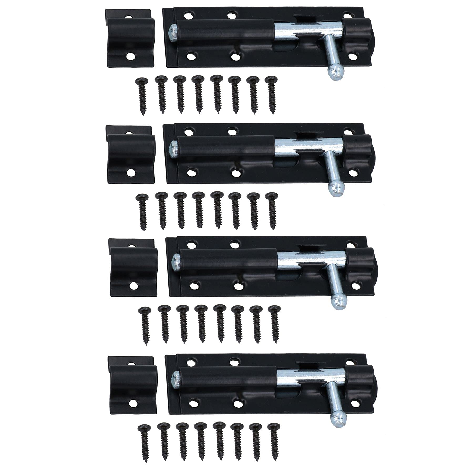 Loquet coulissant de 100 mm et verrou de porte de garage battante en bois, lot de 4