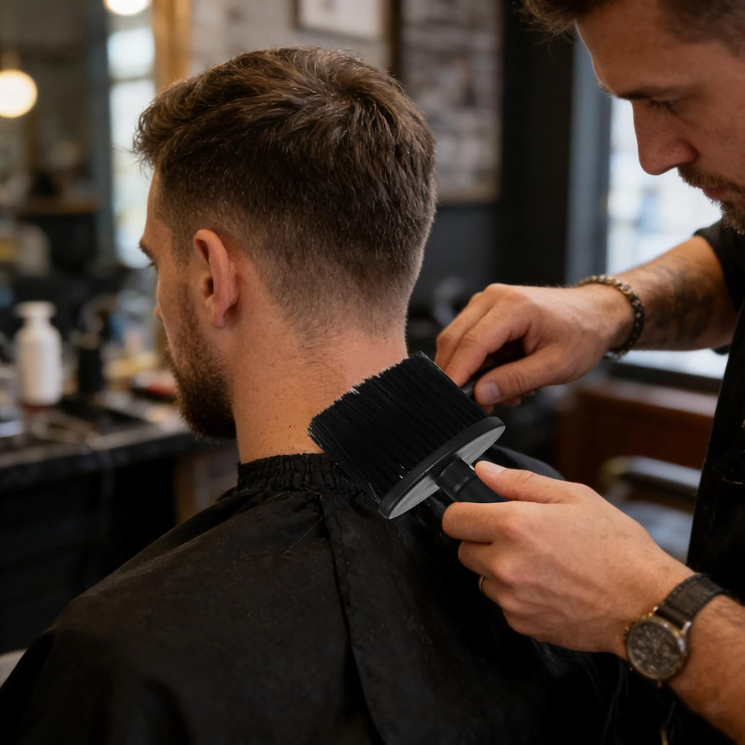 Hair Clipper Storage Holder with Neck Duster Brush for Barber Stations