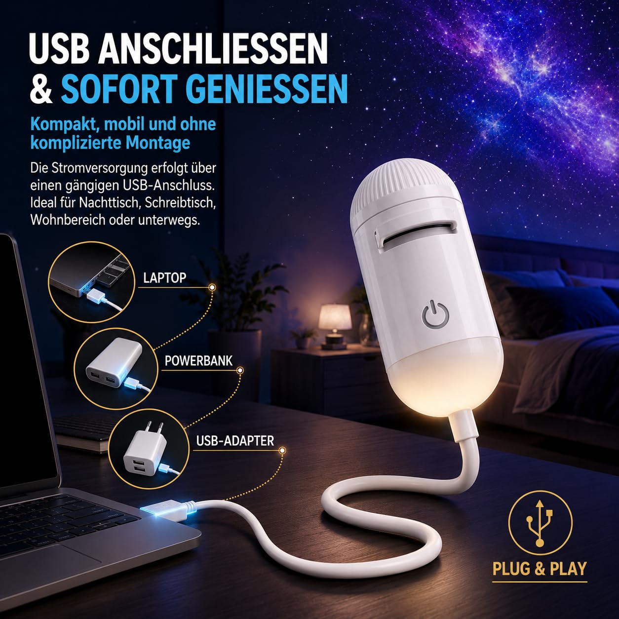 Inteligentny holograficzny projektor nocny-8