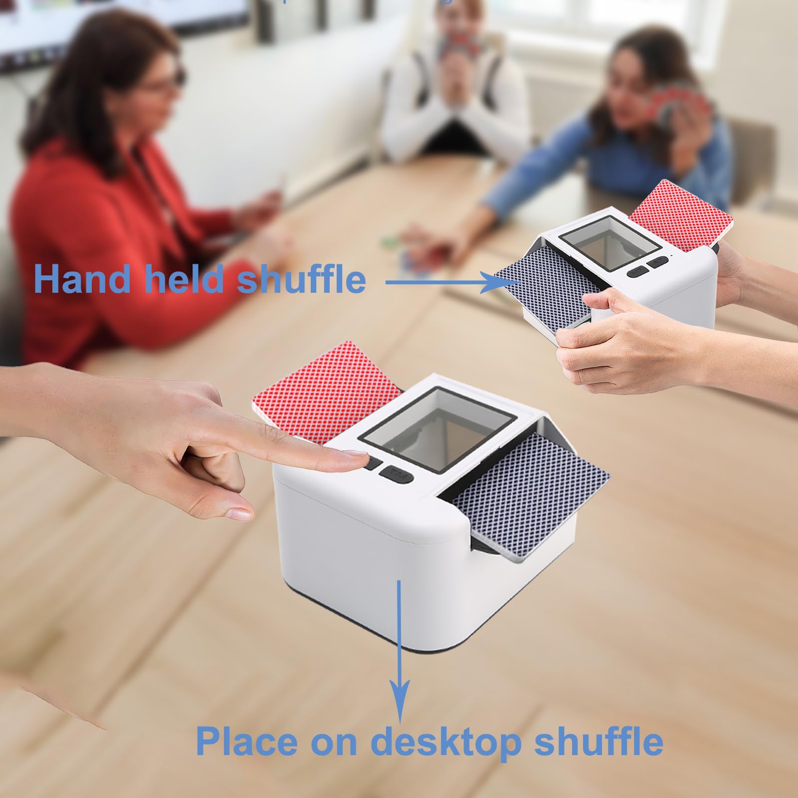 Automatic Card Shuffler Machine - Rechargeable 2000mAh, Fits 1-2 Decks, Super Fast & Quiet For Poker, UNO