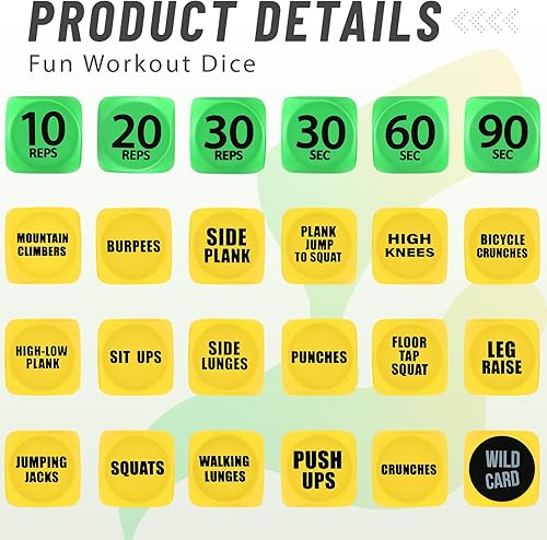 Miniatura 3 de Halloscume 4 dados de entrenamiento divertidos para ejercicio, 6 caras de espuma, juegos de entrenamiento para clases solas o grupales (amarillo,