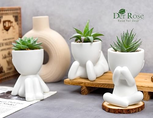Miniatura 4 de Der Rose 3 plantas suculentas falsas artificiales para baño, dormitorio, hogar, decoración estética interior Blanco
