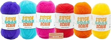 Lion Brand Yarn - Stitch Soak Scrub - 6 Color Assortment Neon