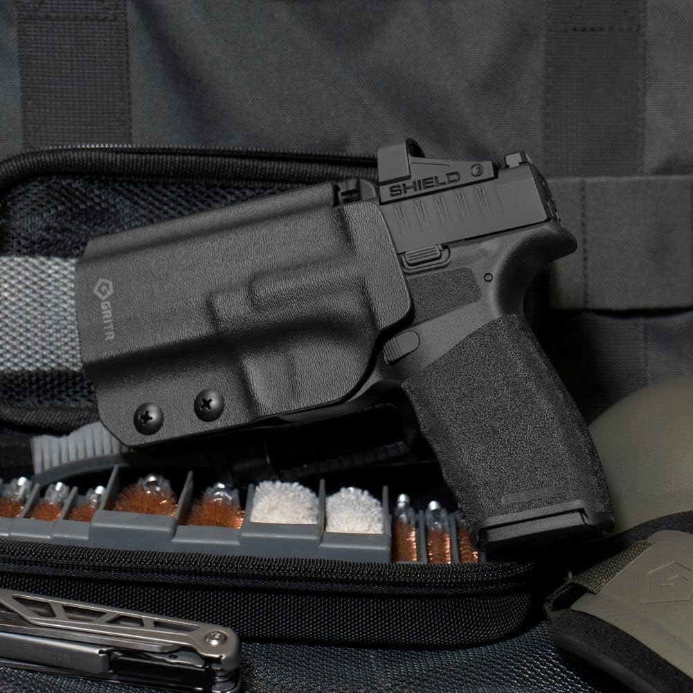 GRITR OWB Kydex Pistol Holster Compatible with Springfield Armory Hellcat w/Optic Cut, Open Bottom, Adjustable Cant & Retention | EDC Gun Accessory for Men & Women - Right/Left Hand Options