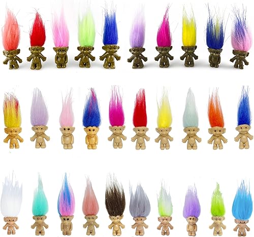 Mini muñecas Troll, de PVC, vintage, Trolls de la suerte, mini figuras de acción, cromáticas, adorable colección de chicos pequeños, proyecto