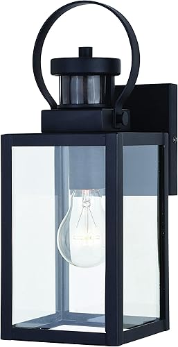 Miniatura 10 de VAXCEL Medinah - Luz de pared blanca con sensor de movimiento del atardecer al amanecer, cristal transparente