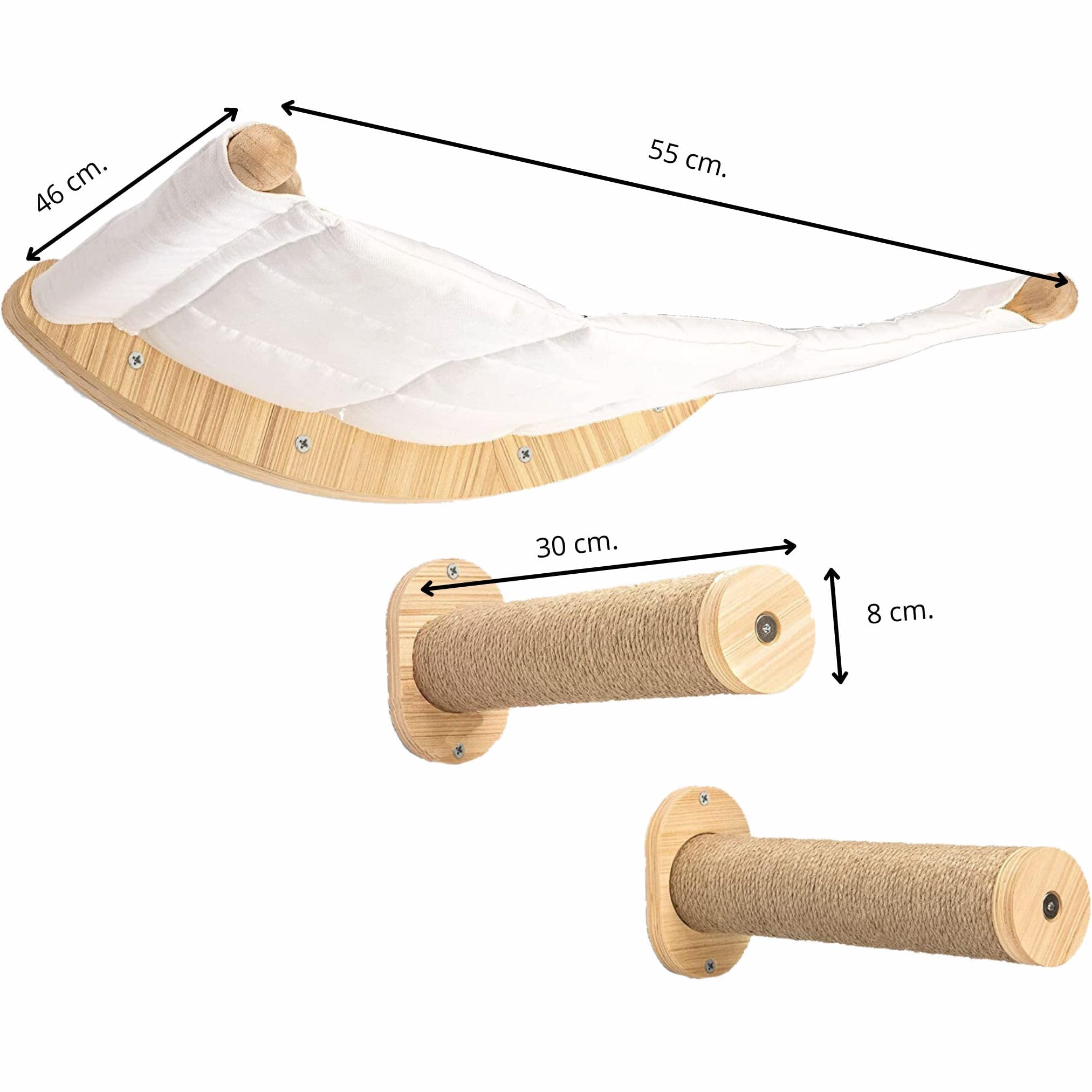 Hamaca Gato Cama Pared Colgante Regalo Gatuno Escalera Accesorios Gatos Escalera Madera Sisal Madera Natural Cuerda y algodón Pared Escalada