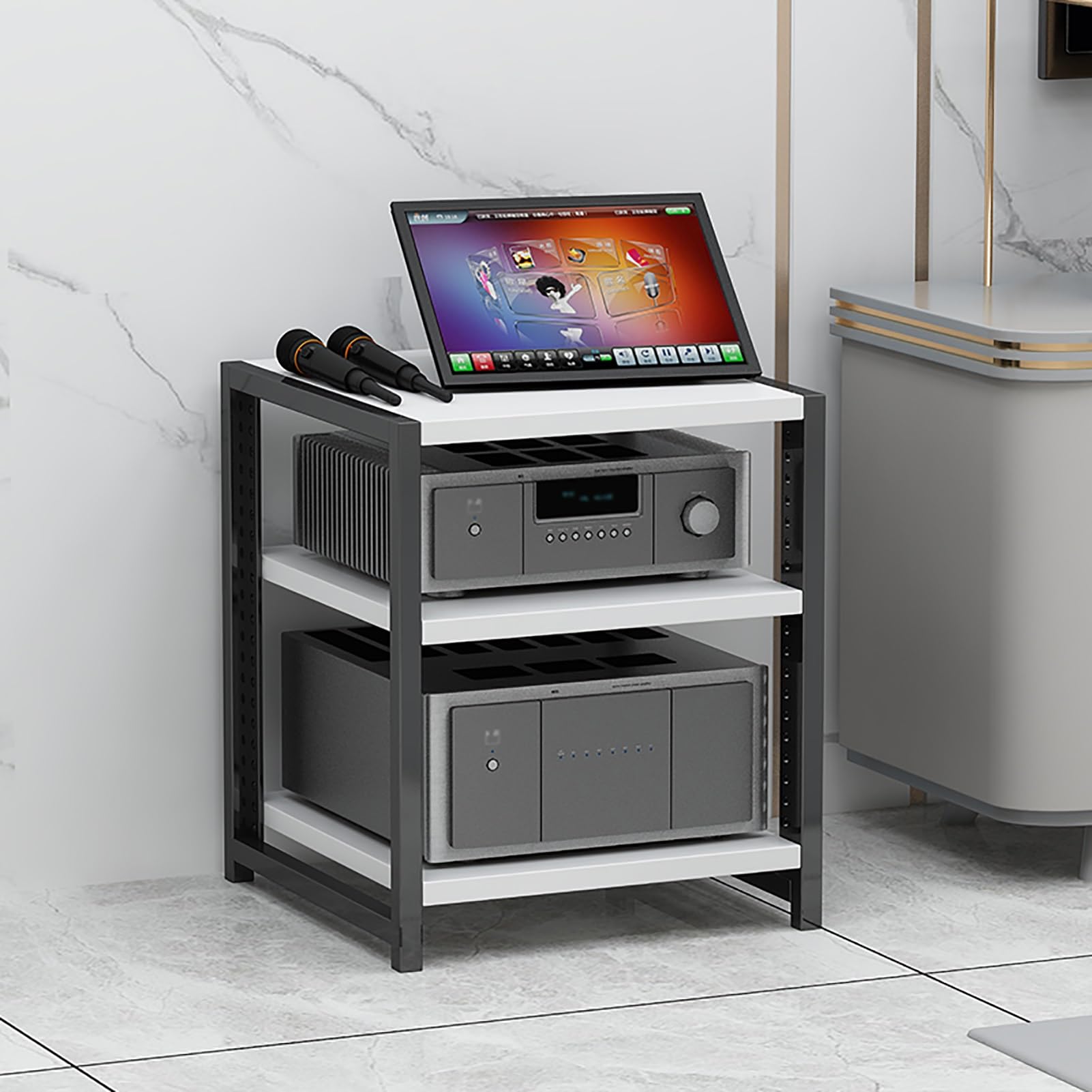 XingLi 3-Tier Audio Video Components Cabinet, Audio Rack, Media Stand, Corner TV Stand, HiFi Racks and Stands,Perfect for Home/Office/DJ/Theater?Easy to Install (Size : D)