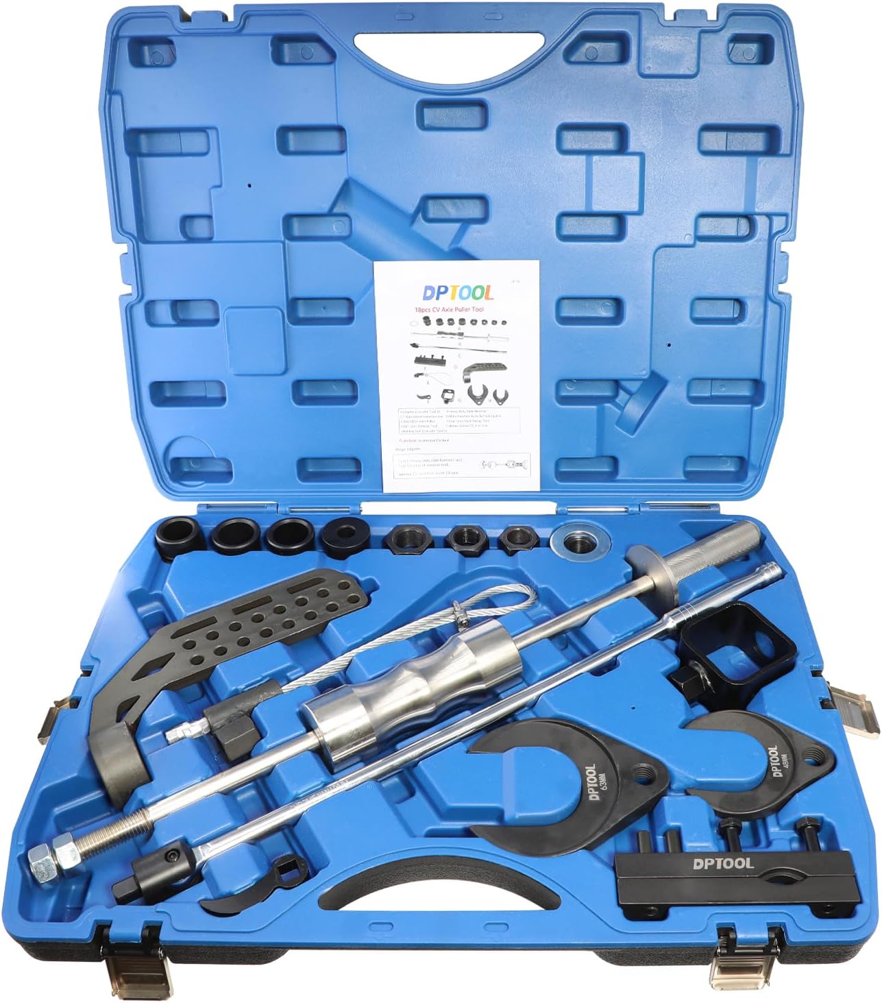 DPTOOL Inner CV Joint Puller Slide Hammer Front Wheel Drive Axle Half Shaft Removal Tool Kit Heavy Duty 10 Pounds Slide Hammer 63mm 48mm CV Joint Fork Adapter Attachments