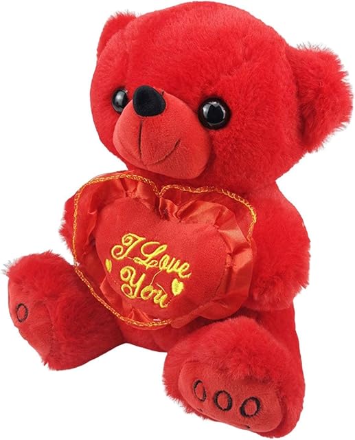 Huaxingda Bear In Heart Red Color, Bear Toy With I Love You, Heart, 9.84" Soft Bear Plushie Toy, Stuffed Animals Toy Stuffed Animal Gifts Valentines Day Decor For Bedroom Living Room