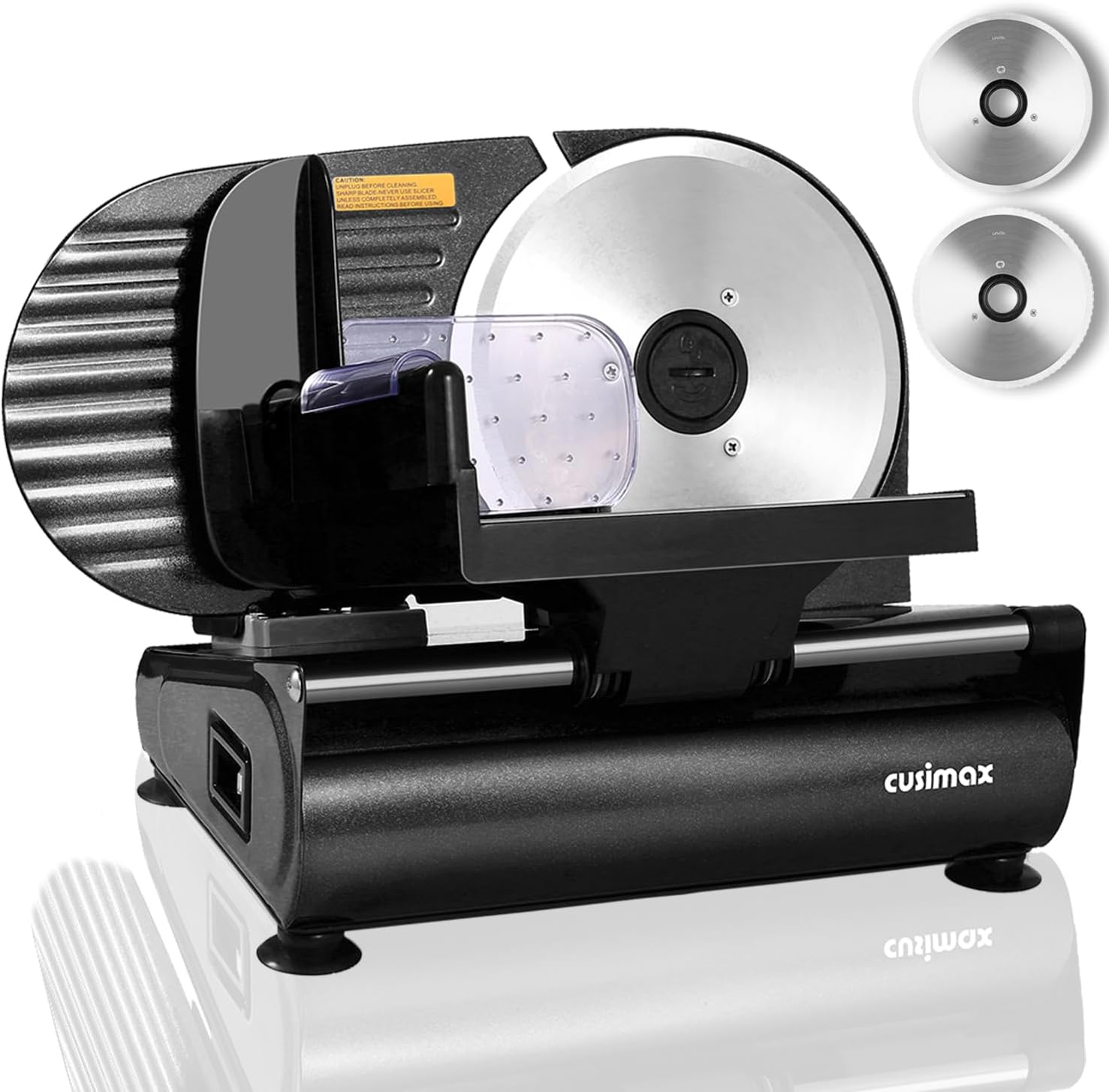 Meat Slicer,CUSIMAX Electric Deli Meat Slicer for Home,2 Removable 7.5''Stainless Steel Blades and Pusher,1-15mm Adjustable Thickness Food Slicer Easy for Cut Meat,Cheese,Bread