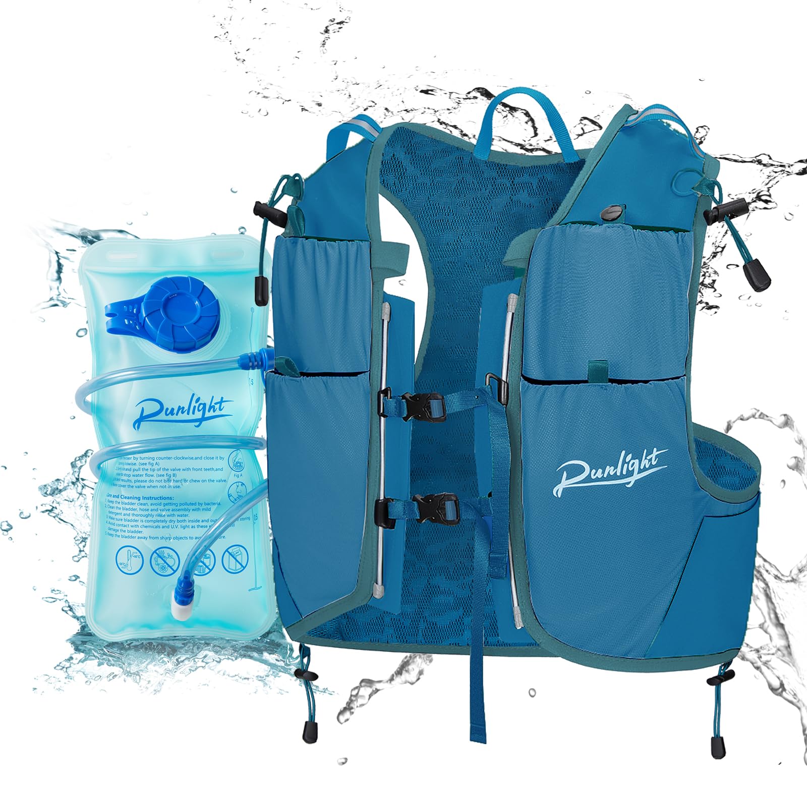 Laufweste Mit 1,5-Liter-Wasserblase & Taschen – Leichter Trinkrucksack Für Wandern, Marathon, Trailrunning