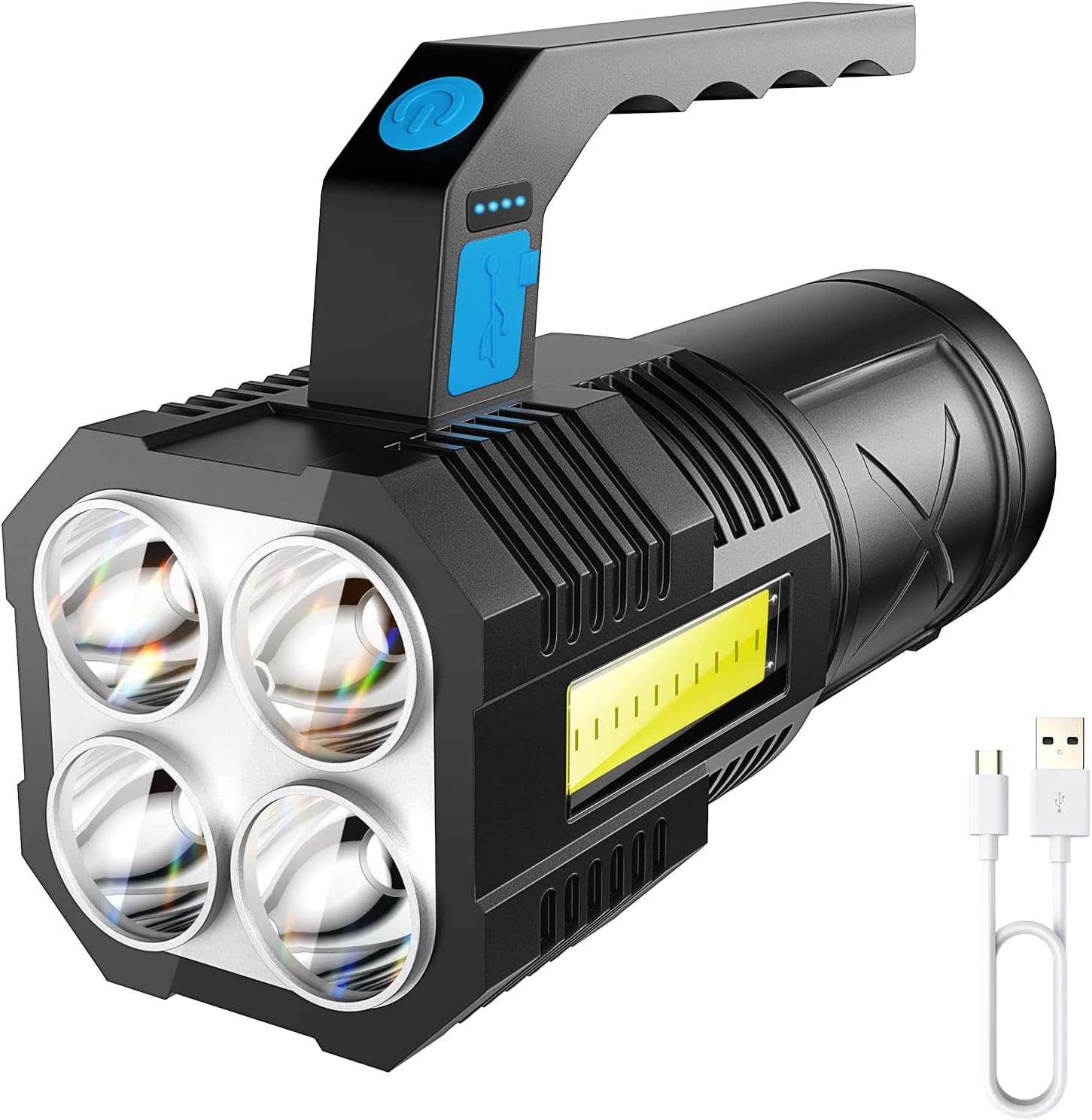 GEARLITE LED Rechargeable Torch, Super Bright Camping Lights with 4 Powerful LED Beads and Portable Handle, 4 Modes Waterproof Lightweight Lantern for Outdoor Fishing Hiking Emergency