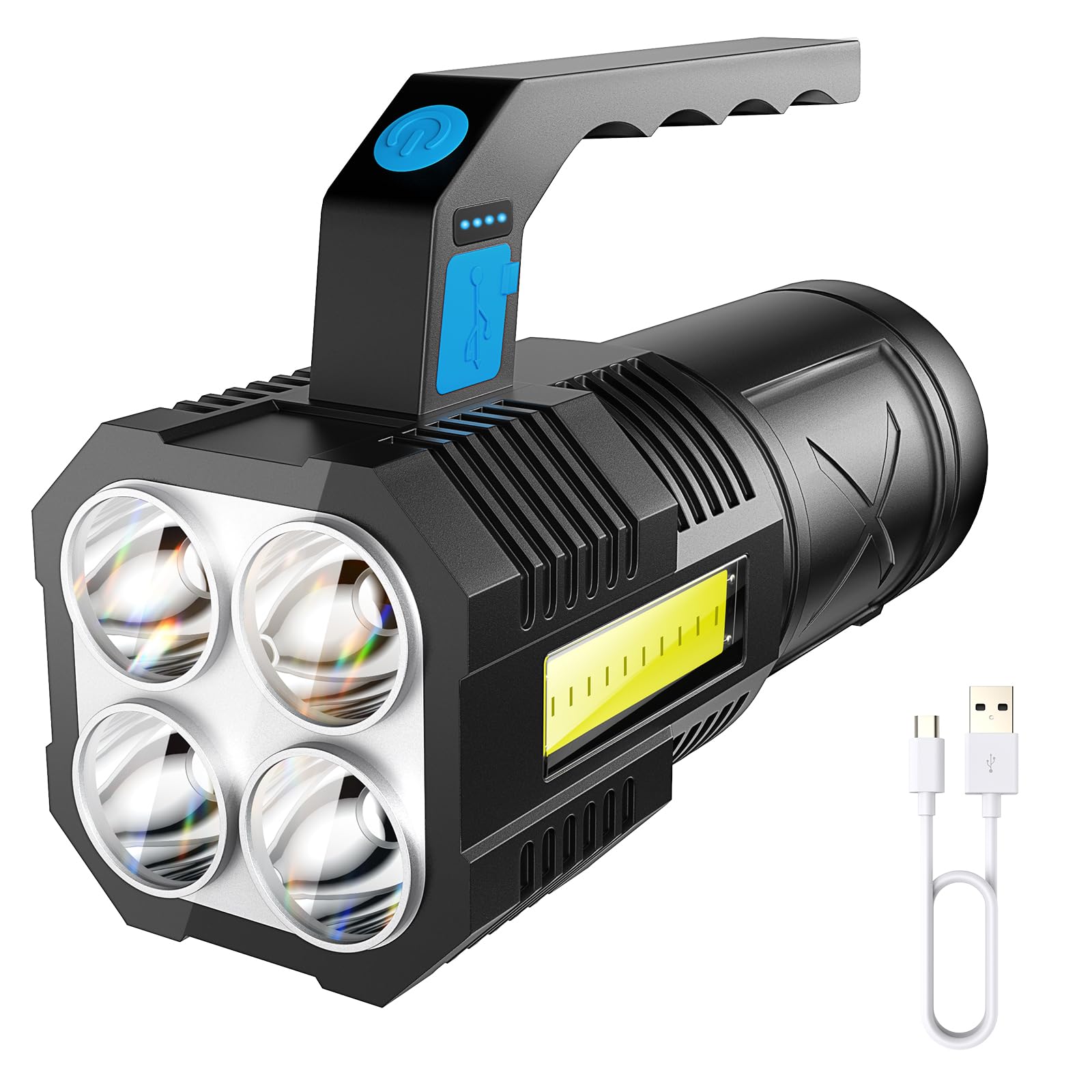 GEARLITE LED Rechargeable Torch, Super Bright Camping Lights with 4 Powerful LED Beads and Portable Handle, 4 Modes Waterproof Lightweight Lantern for Outdoor Fishing Hiking Emergency