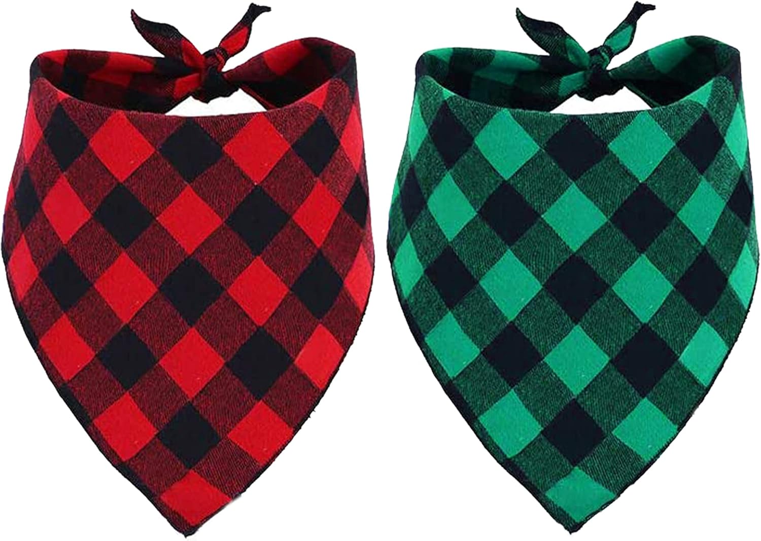 GOYOSWA 2 Pack Christmas Dog Bandanas for Large Dogs, Buffalo Plaid Dog