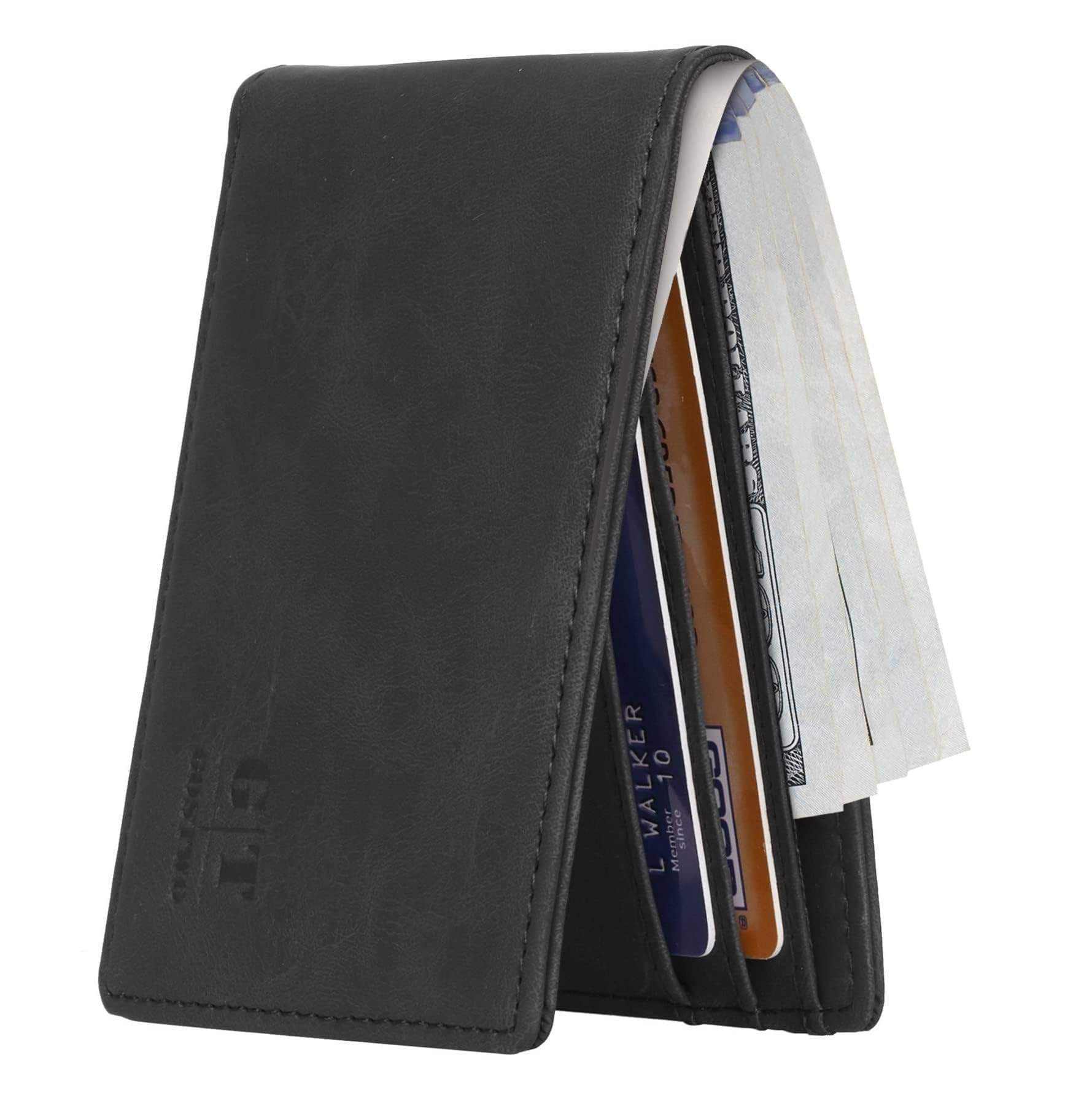 Slim Wallet for Men Minimalist Leather ID Window Front Pocket Bifold Wallet