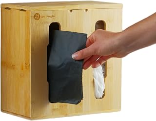 2-in-1 Bamboo Plastic Bag Holder and Trash Dispenser – Compact Storage for Kitchen Cabinet, Under Sink Storage, Pantry Organizers, Laundry Room Organization, Kitchen Must Haves 2025