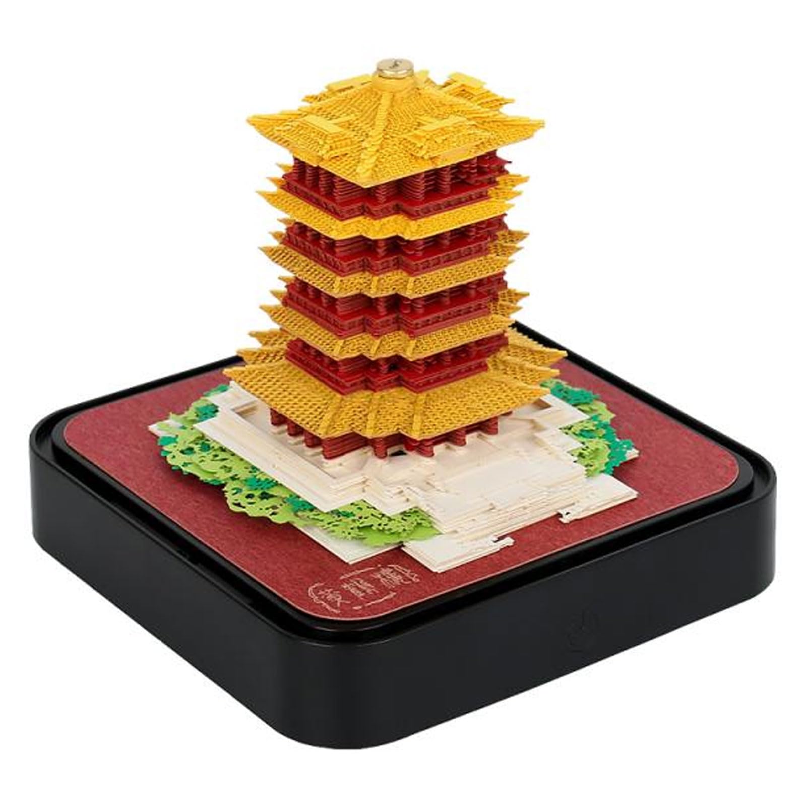 Calendario de arte 3D, calendario 3D, bloc de notas 2024, torre de grulla amarilla china, escultura, escultura, bricolaje, 3D, bloc de notas para decoración de escritorio del hogar, Año Nuevo