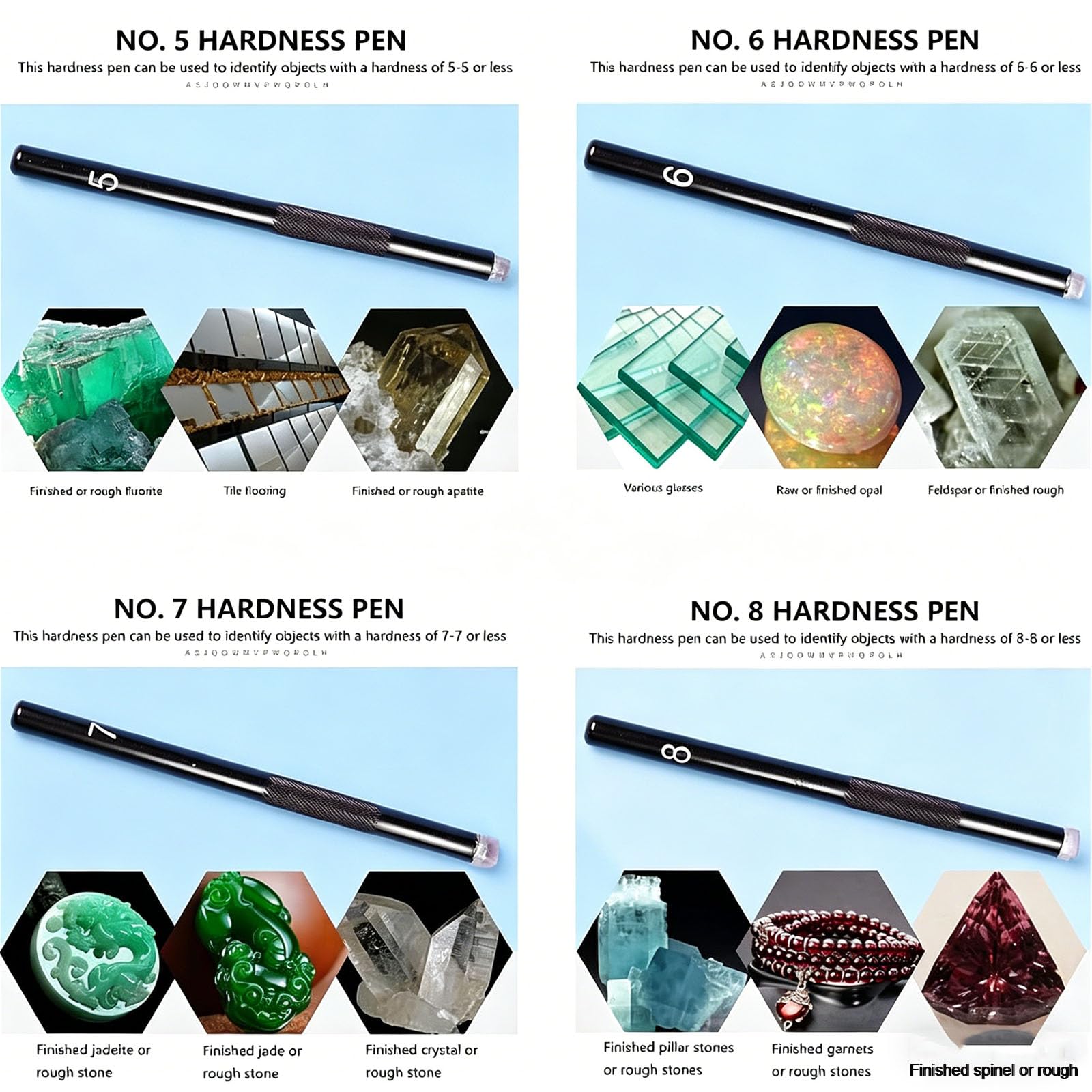 Kit De Prueba De Dureza Mohs De 5 Piezas, Kit Portátil para Medir La Dureza De Metales, Puntas De Dureza Mohs 5-9, Probador De Rayado, para Joyería De Jade, Rocas Y Minerales